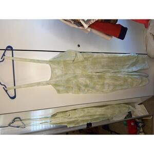 Free People Tie-Dye Green Overalls with Pockets Size Small